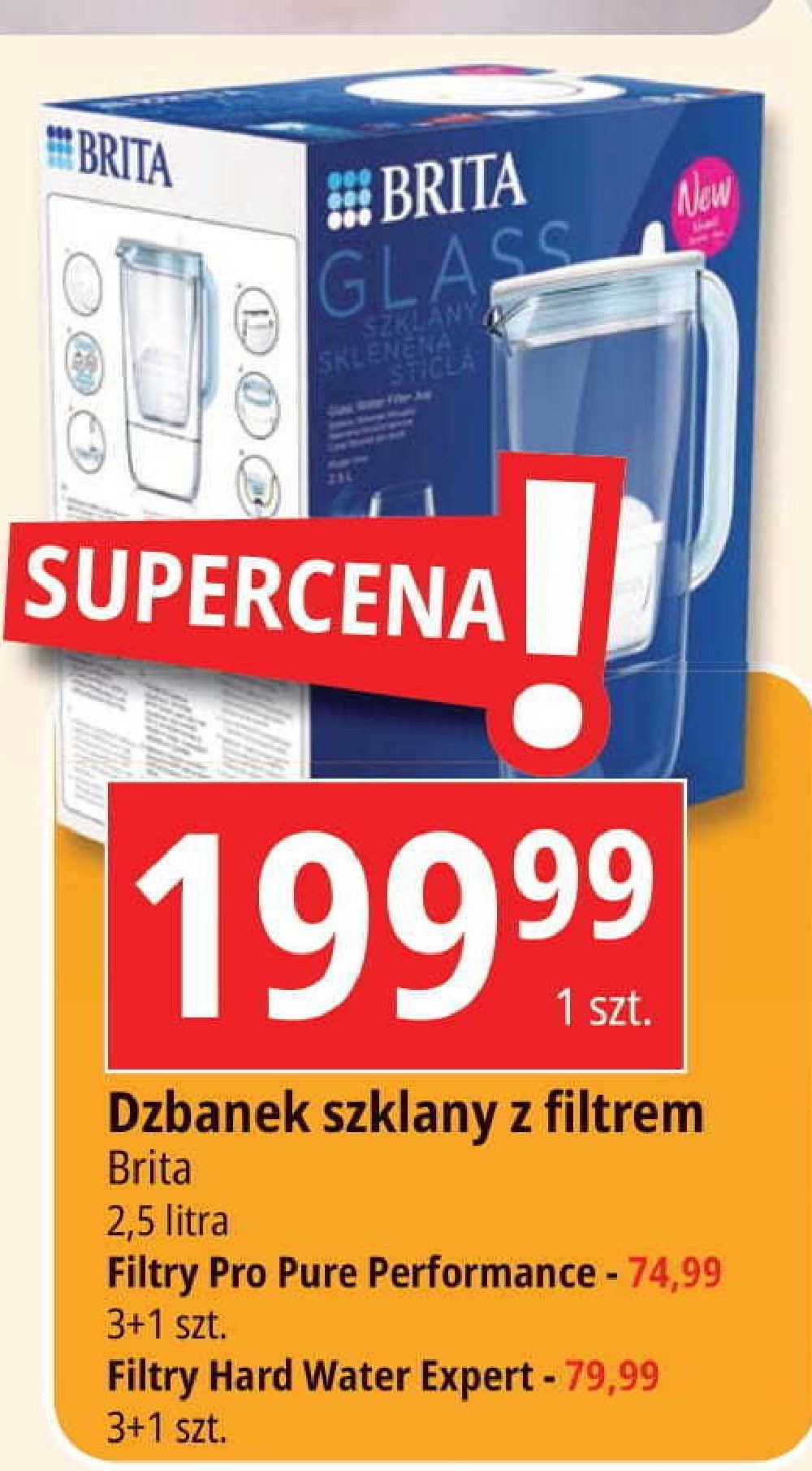 Dzbanek filtruj膮cy glass 2.5 l Brita promocja