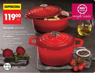 Naczynie żeliwne: garnek z pokrywką o śr. 25 cm promocja w Biedronka