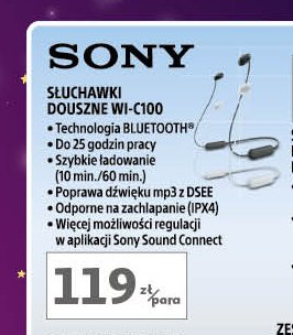 Słuchawki wi-c100 czarne Sony promocja