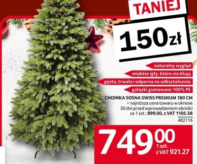 Choinka sosna Swiss Premium 180 cm promocja w Selgros