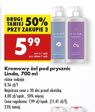 Kremowy żel pod prysznic creamy sensation Linda promocja w Biedronka