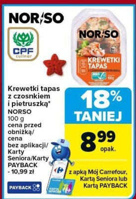 Krewetki tapas z czosnkiem i pietruszką Norso promocja w Carrefour