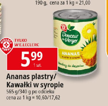 Ananasy plastry w syropie Wiodąca marka douceur du verger promocja