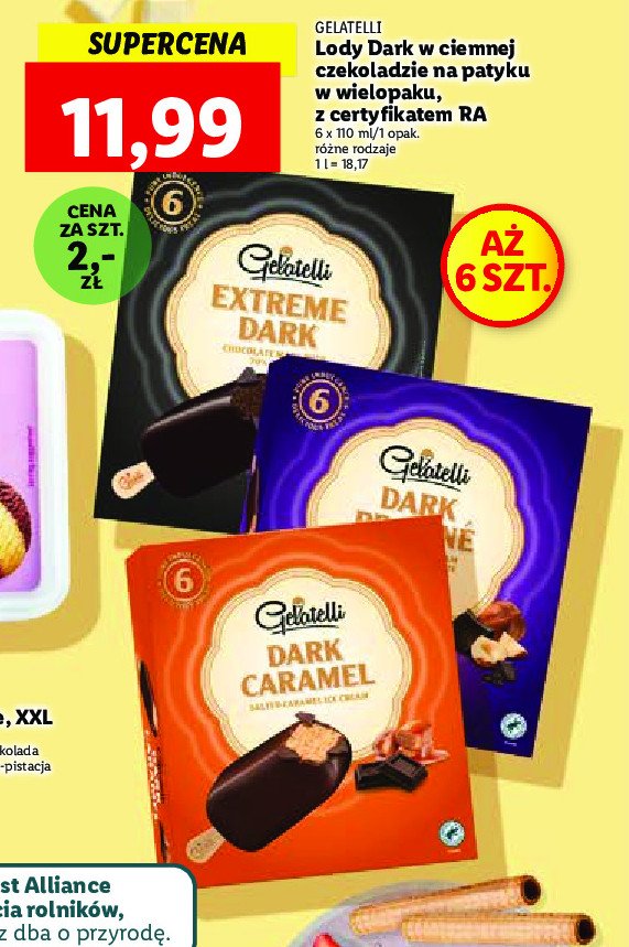 Lody w ciemnej czekoladzie Gelatelli promocja
