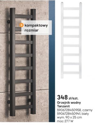 Grzejnik wodny Tanzanit czarny promocja w Castorama