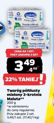 Twaróg półtłusty mielony 3-krotnie Maluta promocja w Netto