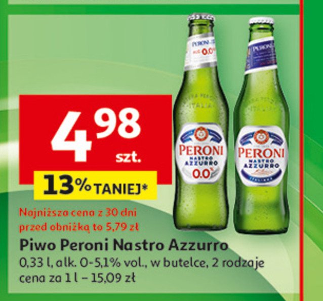 Piwo Peroni nastro azzurro 0.0% promocja w Auchan