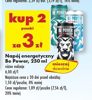 Napój energetyczny classic Be power promocja