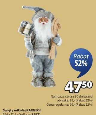 Świety mikołaj KARNEOL Ś24 x D15 x W41 cm 1 SZT. promocja w Jysk