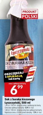 Sok z buraka kiszonego Łyszczyński, 500 ml promocja w Twój Market