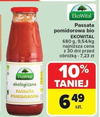 Passata pomidorowa bio EKOWITAL 680g promocja w Carrefour