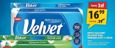 Papier toaletowy Velvet Delicatny Biały, Rumianek Aloes promocja w Arhelan