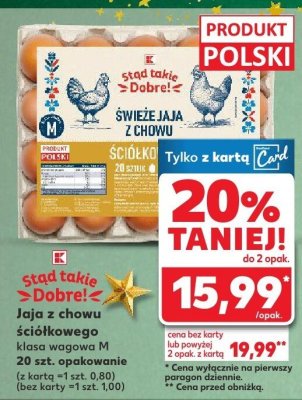 Jaja świeże z chowu klasa wagowa M Stąd Dobrze promocja w Kaufland