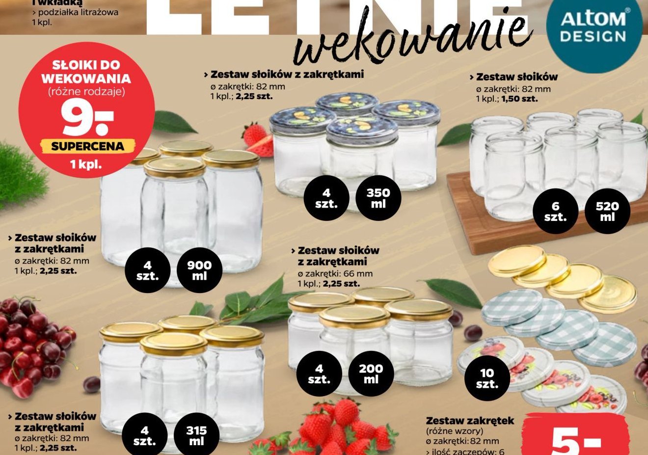 Słoiki z zakrętkami 900 ml Altom design promocja w Netto