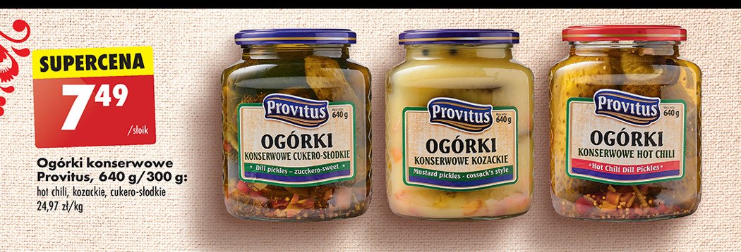 Ogórki cukero-słodkie Provitus promocja