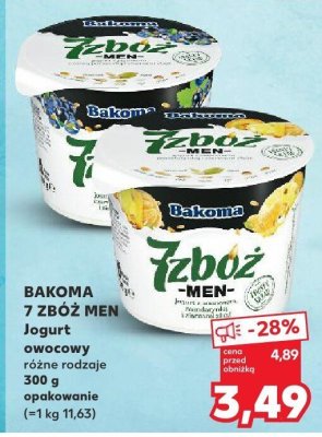 Jogurt owocowy 7 Zbóż Men różne rodzaje Bakoma promocja w Kaufland