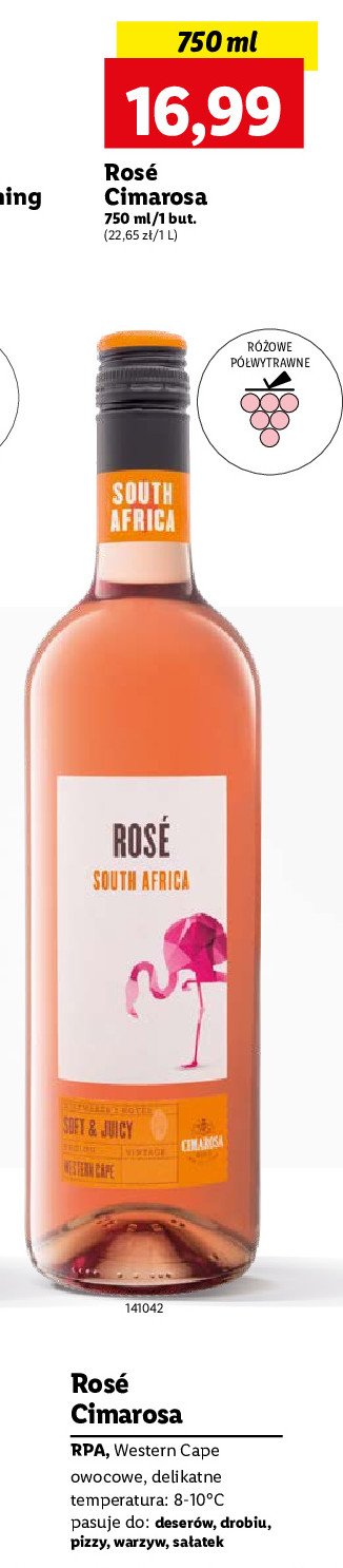 Wino Cimarosa rose south africa promocja w Lidl