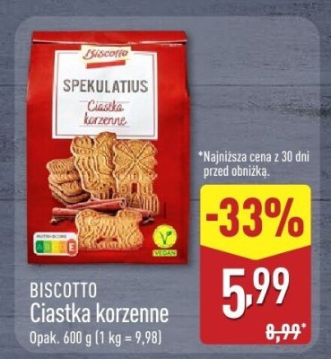 Ciastka korzenne Biscotto opak. 600 g (1 kg = 9,98) promocja w Aldi