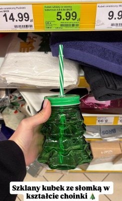 Kubek szklany ze słomką  promocja w Dino