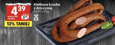 Kiełbasa krucha z dziczyzną Zagroda Opolska promocja w Delikatesy Centrum