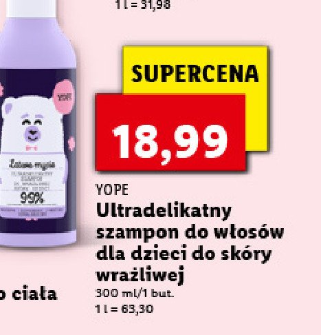 Łatwe mycie ultradelikatny szampon do wrażliwej skóry dzieci Yope promocja