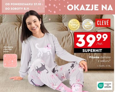 Piżama damska z weluru S-XL promocja w Biedronka