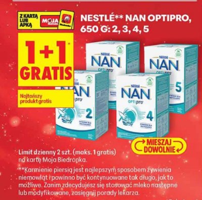 Mleko Nestle Nan Optipro 650g: 2, 3, 4, 5 promocja w Biedronka