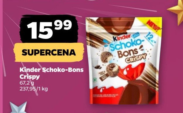 Cukierki crispy Kinder schoko-bons promocja w Netto