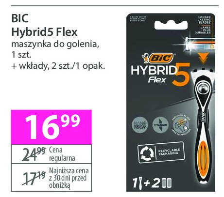 Maszynka do golenia + 2 wkłady Bic flex 5 hybrid promocja