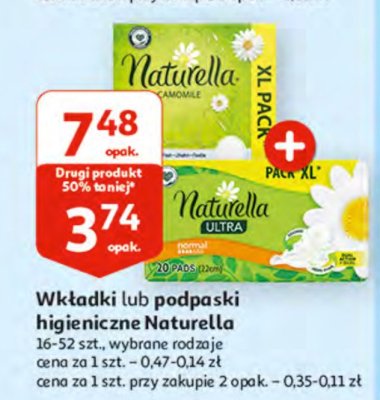 Wkładki higieniczne light camomile Naturella plus promocja
