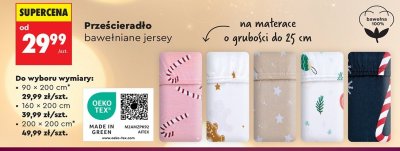 Prześcieradło bawełniane jersey 200x200cm  promocja w Biedronka