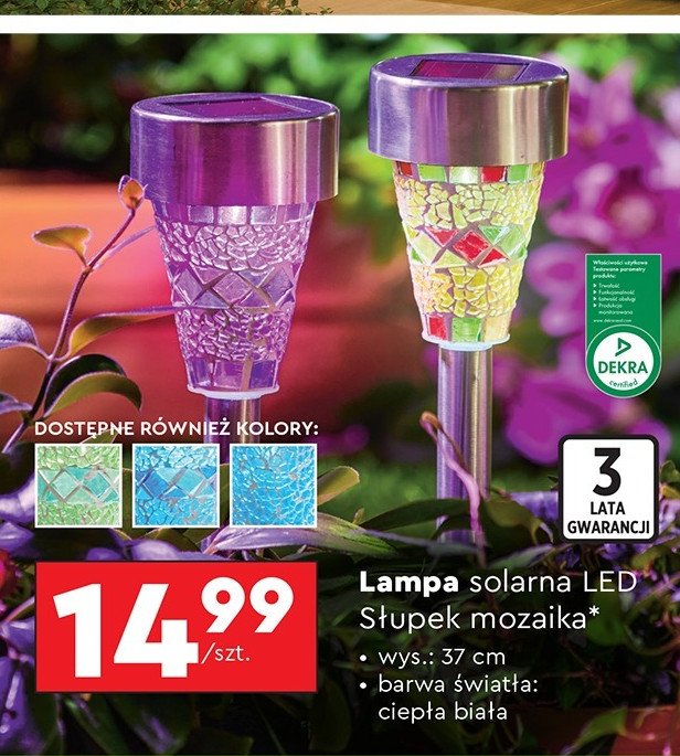 Lampa solarna led mozaika 37 cm promocja w Biedronka