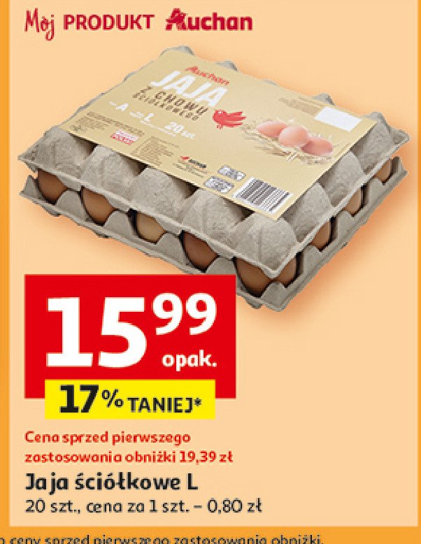 Jaja kl. l Auchan różnorodne (logo czerwone) promocja