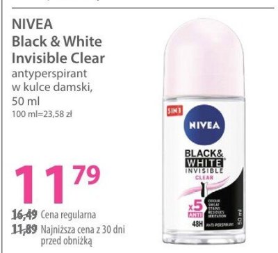Antyperspirant Nivea Black & White Invisible Clear promocja w Hebe