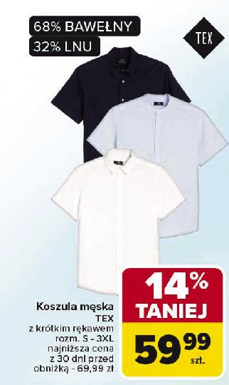Koszula męska z krótkim rękawem Tex promocja w Carrefour