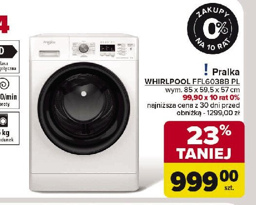 Pralka ffl6038bpl Whirlpool promocja