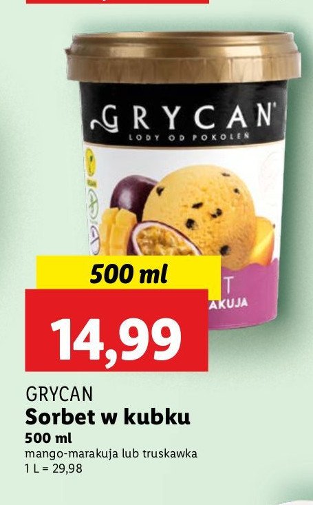 Sorbet marakuja Grycan promocja w Lidl