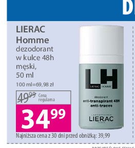 Dezodorant LIERAC HOMME DEO 24H promocja