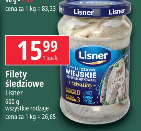 Filety śledziowe wiejskie z cebulą Lisner promocja w Leclerc