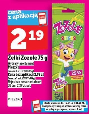 Żelki Zozole 75 g promocja w TOPAZ