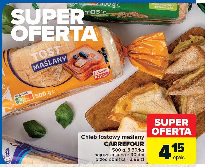 Chleb tostowy maślany Carrefour promocja