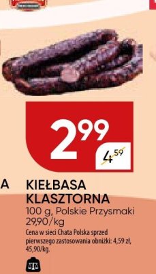 Kiełbasa klasztorna Polskie Przysmaki promocja w Chata Polska