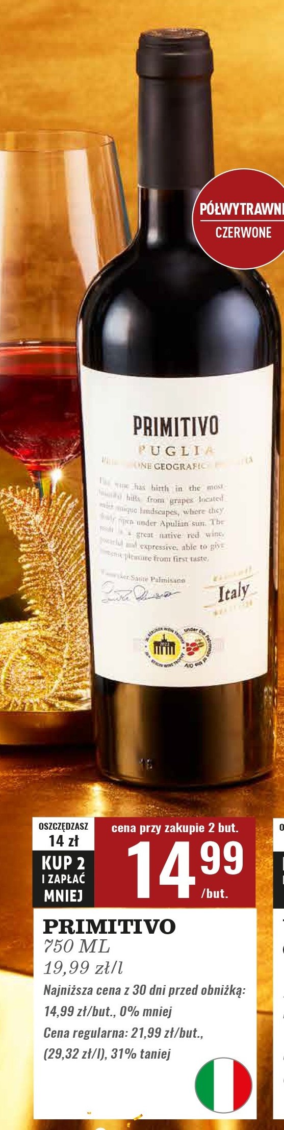 Wino Primitivo di puglia promocja w Biedronka