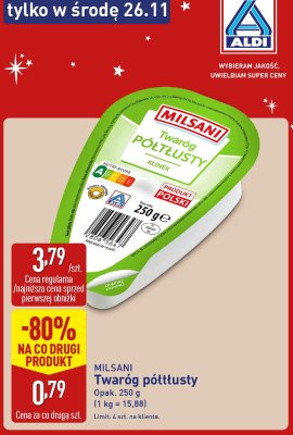 Twaróg półtłusty MILSANI promocja w Aldi