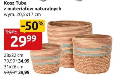 Kosz Tuba z materiałów naturalnych 20,5x17 cm promocja w Black Red White