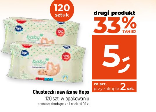 Chusteczki nawilżane zielone HOPS BABY PURE promocja