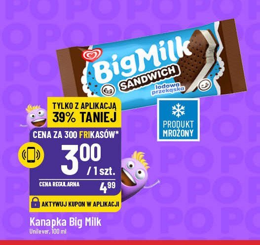 Kanapka lodowa Algida big milk promocja