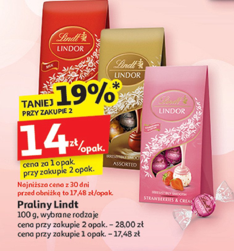 Praliny strawberry cream Lindt lindor promocja