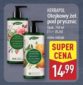 Olejkowy żel pod prysznic nawilżający olej kameliowy i jagody goji Herbapol promocja w Aldi