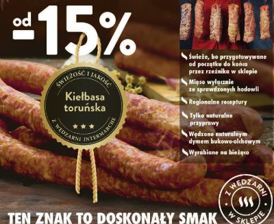 Kiełbasa toruńska  promocja w Intermarche